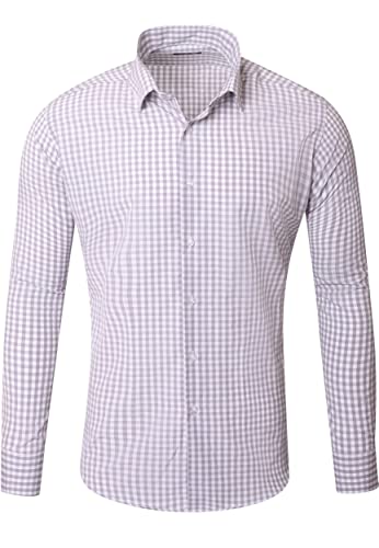 Reslad Kariertes Hemd-Herren Slim Fit Freizeithemd Trachtenhemd Karo-Hemd RS-7007 Grau 2XL von Reslad