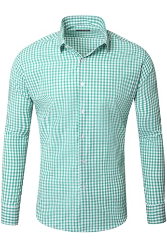 Reslad Kariertes Hemd-Herren Slim Fit Freizeithemd kariert Hemd Trachtenhemd Karo-Hemd RS-7007 Grün 2XL von Reslad