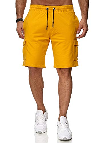 Reslad Kurze Hose Herren Cargo Bermuda Shorts Jogginghose Sport-Hose RS-5069 (2XL, Gelb) von Reslad