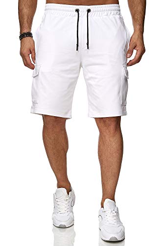 Reslad Kurze Hose Herren Cargo Bermuda Shorts Jogginghose Sport-Hose RS-5069 (2XL, Weiß) von Reslad