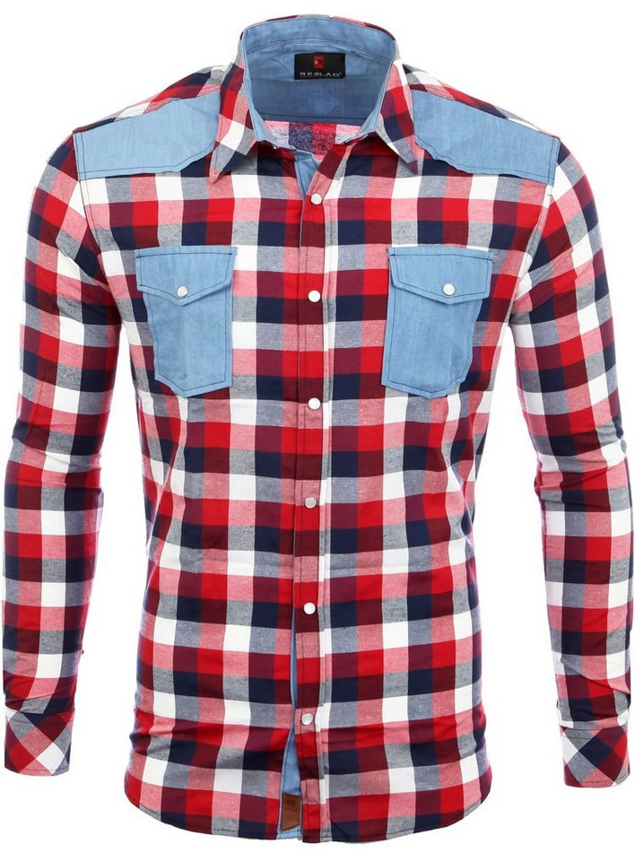 Reslad Langarmhemd Reslad Herren Hemd Karo Material-Mix Jeans RS-7202 kariertes Herrenhemd Material-Mix Reslad Langarmhemd Reslad Herren Hemd Karo Material-Mix Jeans RS-7202 kariertes Herrenhemd Material-Mix von Reslad