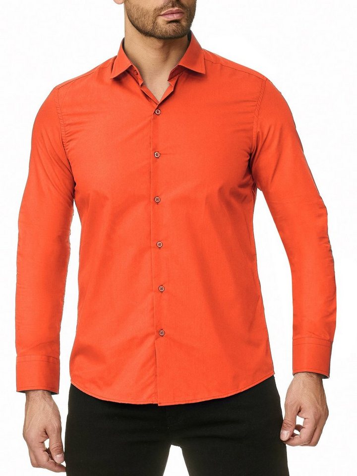 Reslad Langarmhemd Reslad Herren Hemd Kentkragen Unicolor Langarmhemd (Herrenhemd) Freizeithemd Businesshemd mit Stretch-Anteil von Reslad