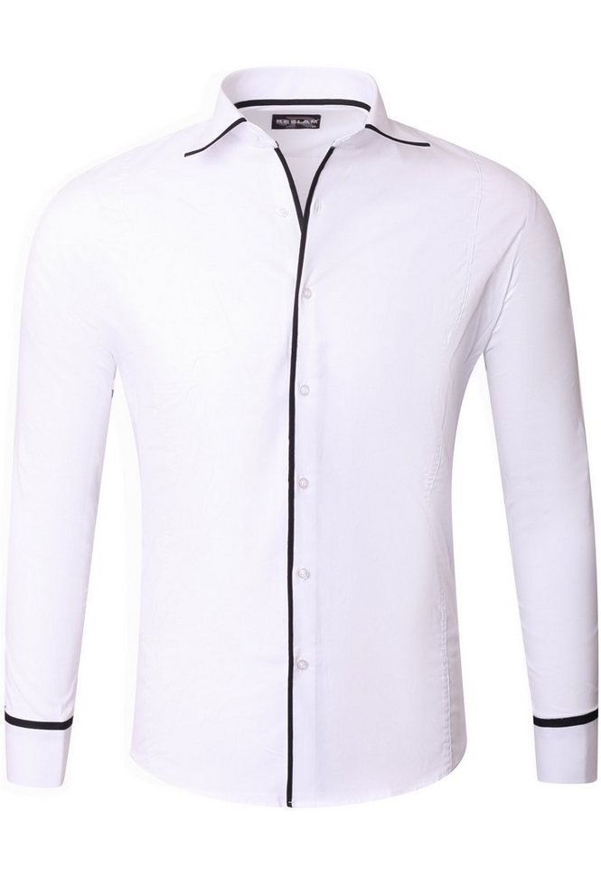 Reslad Langarmhemd Reslad Herren Hemd Madison Langarm RS-7118 (3-tlg., Herrenhemd) Männer Hemd mit Kontrast Knopfleiste & Manschette von Reslad