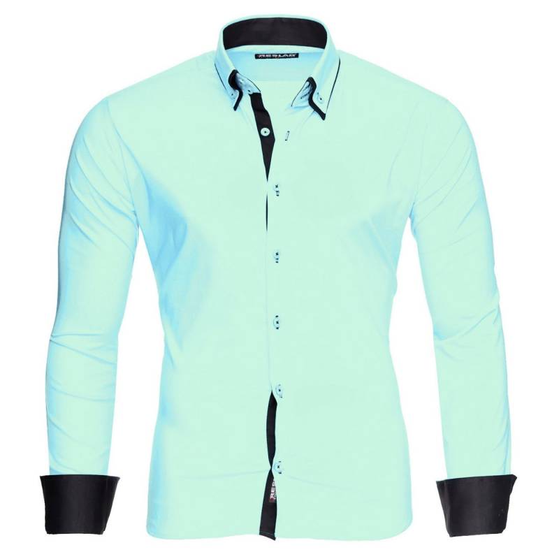 Reslad Langarmhemd Reslad Herren Langarm Hemd Alabama RS-7050 (Herrenhemd) Doppelkragen Kontrast Männer Hemden von Reslad