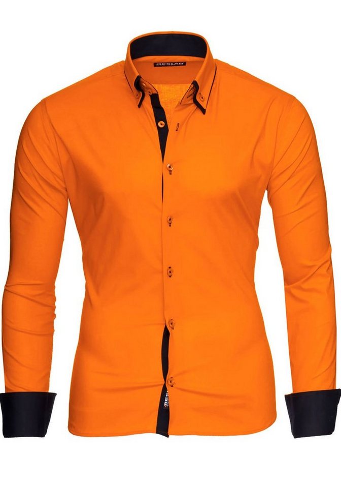 Reslad Langarmhemd Reslad Herren Langarm Hemd Alabama RS-7050 Doppelkragen Kontrast Männer Hemden von Reslad