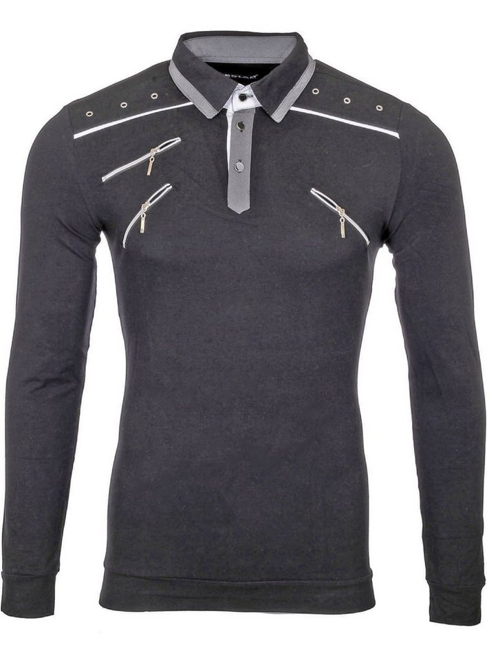 Reslad Langarmshirt Reslad Langarmshirt Herren Zipper Style Longsleeve RS-5028L (1-tlg) Langarm Poloshirt Zipper von Reslad