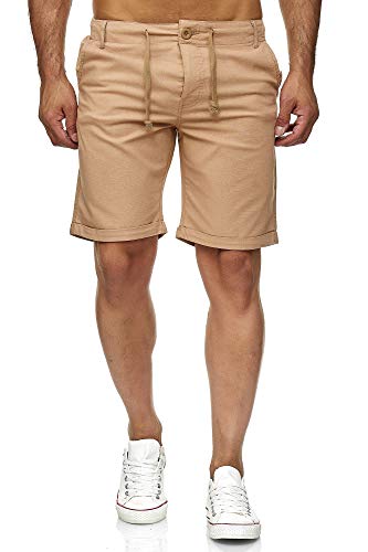 Reslad Leinenhose Kurze Hose Herren Leinen-Shorts lässige Männer Freizeithose Strandhose Stoffhose Sommer-Shorts RS-3002 Camel S von Reslad