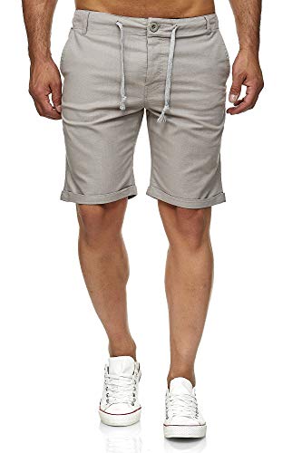 Reslad Leinenhose Kurze Hose Herren Leinen-Shorts lässige Männer Freizeithose Strandhose Stoffhose Sommer-Shorts RS-3002 Hellgrau M von Reslad