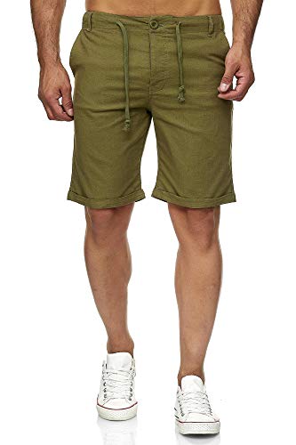 Reslad Leinenhose Kurze Hose Herren Leinen-Shorts lässige Männer Freizeithose Strandhose Stoffhose Sommer-Shorts RS-3002 Khaki S von Reslad