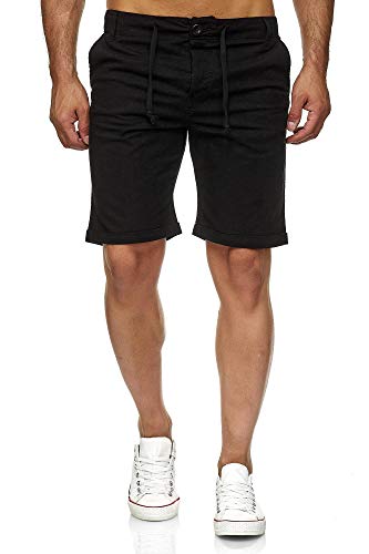 Reslad Leinenhose Kurze Hose Herren Leinen-Shorts lässige Männer Freizeithose Strandhose Stoffhose Sommer-Shorts RS-3002 Schwarz 2XL von Reslad