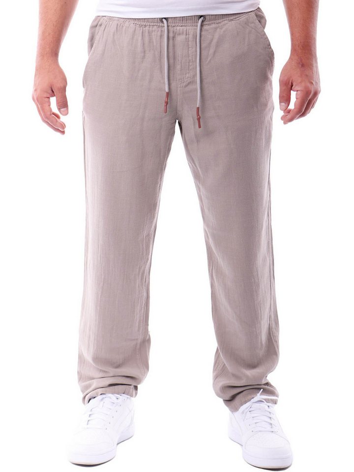 Reslad Leinenhose Reslad Herren Baumwollhose Leinenhose Optik Strandhose RS-3003 (1-tlg., Freizeithose) leichte Freizeithose im Leinen-Look mit Kordelzug von Reslad