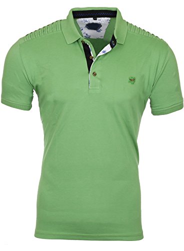 Reslad Polo-Shirt Herren Slim Fit Polo-Hemd Polo-Kragen Kurzarm-Shirt RS-5200 Grün S von Reslad