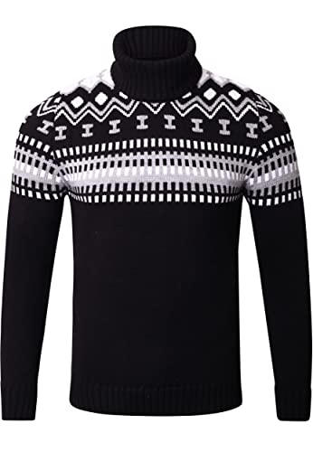 Reslad Rollkragenpullover Herren Pullover Rolli Grobstrick Norweger Rollkragenpulli Männer Winterpullover RS-3014 Schwarz XL von Reslad