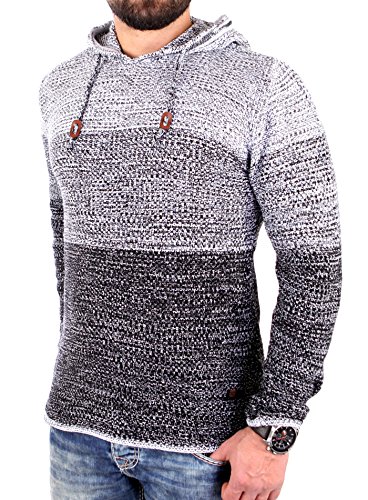 Reslad Strickpullover Herren Colorblock Kapuzen-Pullover Hoodie RS-3108 Schwarz XL von Reslad