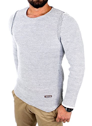 Reslad Strickpullover Herren Winter Grobstrick Rundhals Pullover RS-16088 Weiß 2XL von Reslad