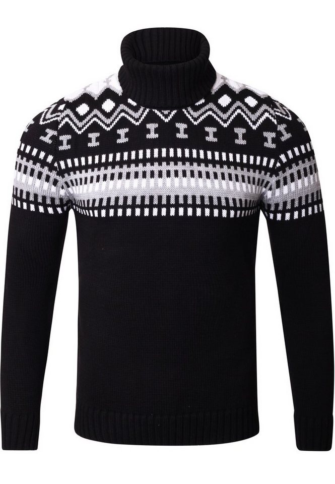 Reslad Strickpullover Reslad Rollkragenpullover Herren Grobstrick Norweger Pullover Winter (1-tlg) Strickpullover Männer Norwegermuster mit Roll Neck von Reslad