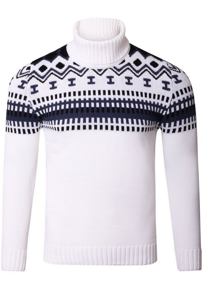 Reslad Strickpullover Reslad Rollkragenpullover Herren Grobstrick Norweger Pullover Winter (1-tlg) Strickpullover Männer Norwegermuster mit Roll Neck von Reslad