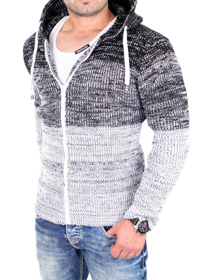 Reslad Strickpullover Reslad Strickjacke Herren Colorblock Kapuzen Cardigan Jacke RS-3109 (1-tlg) Strickjacke Zipper Hoodie von Reslad