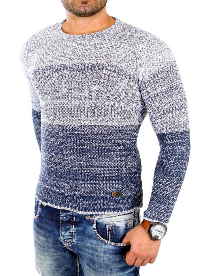 Reslad Strickpullover Reslad Strickpullover Herren Colorblock Crewneck Pullover RS-3106 (1-tlg) Colorblock Rundhalspullover von Reslad