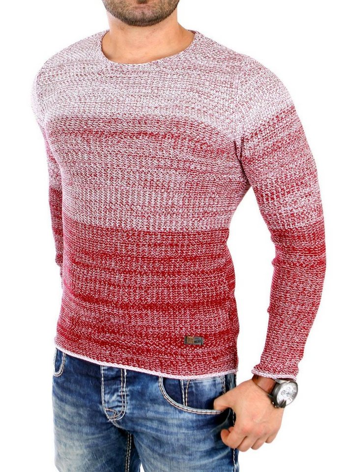 Reslad Strickpullover Reslad Strickpullover Herren Colorblock Crewneck Pullover RS-3106 (1-tlg) Colorblock Rundhalspullover von Reslad