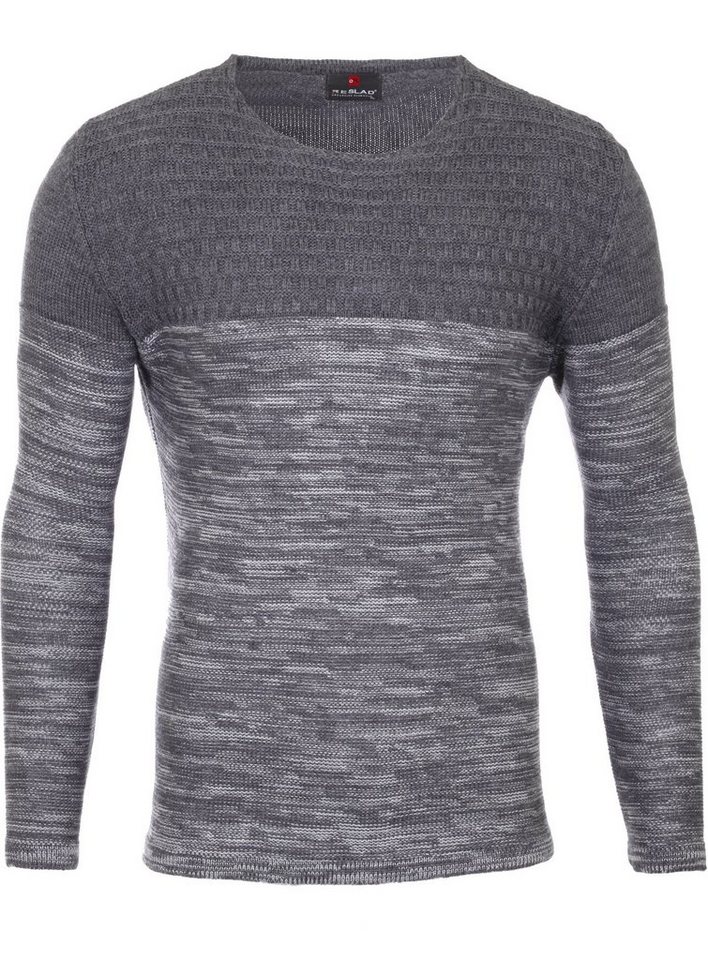 Reslad Strickpullover Reslad Strickpullover Herren-Pullover Melange Colorblock Rundhals (1-tlg) Slim Fit Rundhalspullover für Männer von Reslad