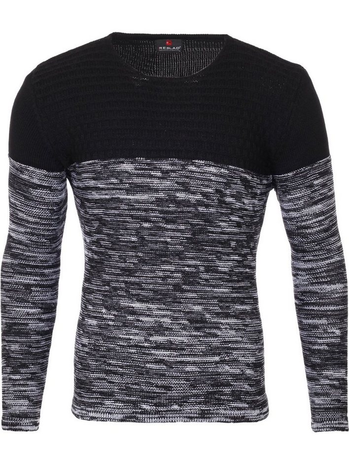 Reslad Strickpullover Reslad Strickpullover Herren-Pullover Melange Colorblock Rundhals (1-tlg) Slim Fit Rundhalspullover für Männer von Reslad