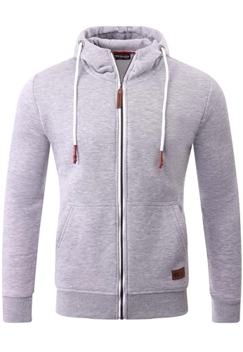 Reslad Sweatjacke Herren Kapuzenpullover | Hoodie Männer Zipper Pullover mit Kapuze Bequeme Baumwolle RS-1006 Grau 2XL von Reslad