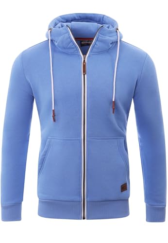 Reslad Sweatjacke Herren Kapuzenpullover | Hoodie Männer Zipper Pullover mit Kapuze Bequeme Baumwolle RS-1006 Hellblau M von Reslad