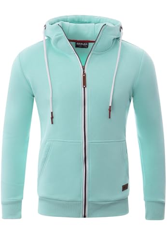 Reslad Sweatjacke Herren Kapuzenpullover | Hoodie Männer Zipper Pullover mit Kapuze Bequeme Baumwolle RS-1006 Mintgrün 2XL von Reslad
