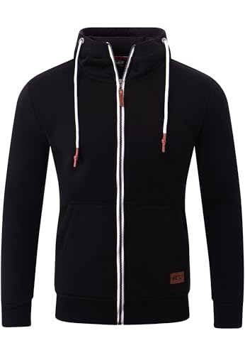 Reslad Sweatjacke Herren Kapuzenpullover | Hoodie Männer Zipper Pullover mit Kapuze Bequeme Baumwolle RS-1006 Schwarz 2XL von Reslad