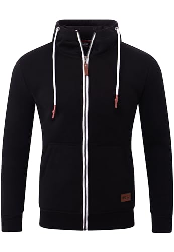 Reslad Sweatjacke Herren Kapuzenpullover | Hoodie Männer Zipper Pullover mit Kapuze Bequeme Baumwolle RS-1006 Schwarz 3XL von Reslad