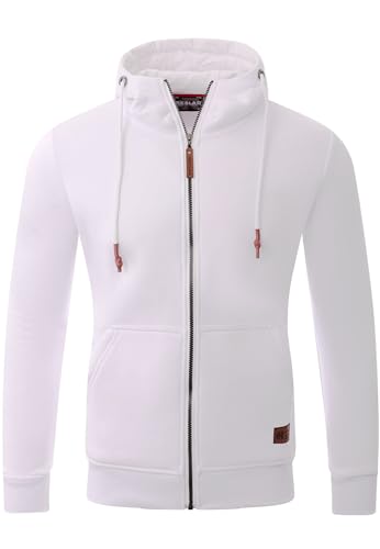 Reslad Sweatjacke Herren Kapuzenpullover | Hoodie Männer Zipper Pullover mit Kapuze Bequeme Baumwolle RS-1006 Weiß 2XL von Reslad