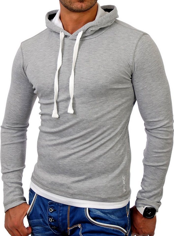 Reslad Sweatshirt Reslad Sweatshirt Herren Pulli Pullover RS-1003 (1-tlg) Hoodie Longsleeve Kapuzenpullover in 2 Lagen Optik von Reslad