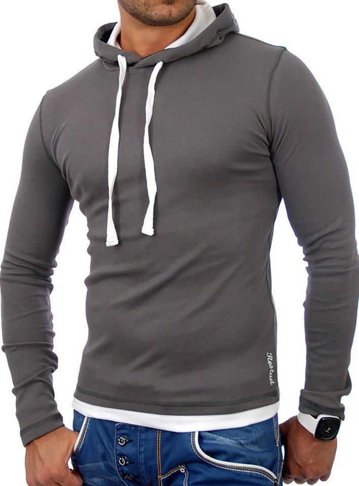 Reslad Sweatshirt Reslad Herren Kapuzen Sweatshirt RS-1003 (1-tlg) Kapuzensweatshirt Layer-Look von Reslad