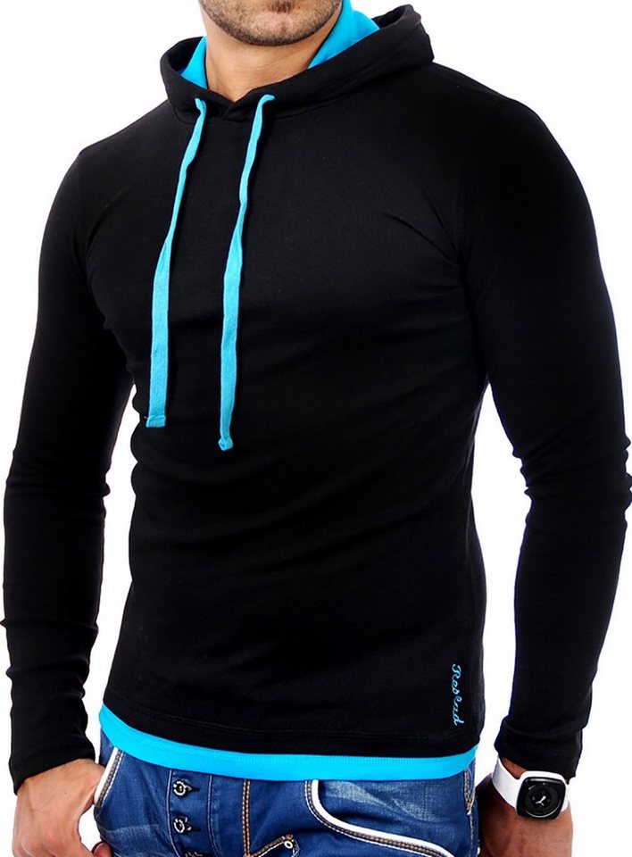 Reslad Sweatshirt Reslad Herren Kapuzen Sweatshirt RS-1003 (1-tlg) Kapuzensweatshirt Layer-Look von Reslad