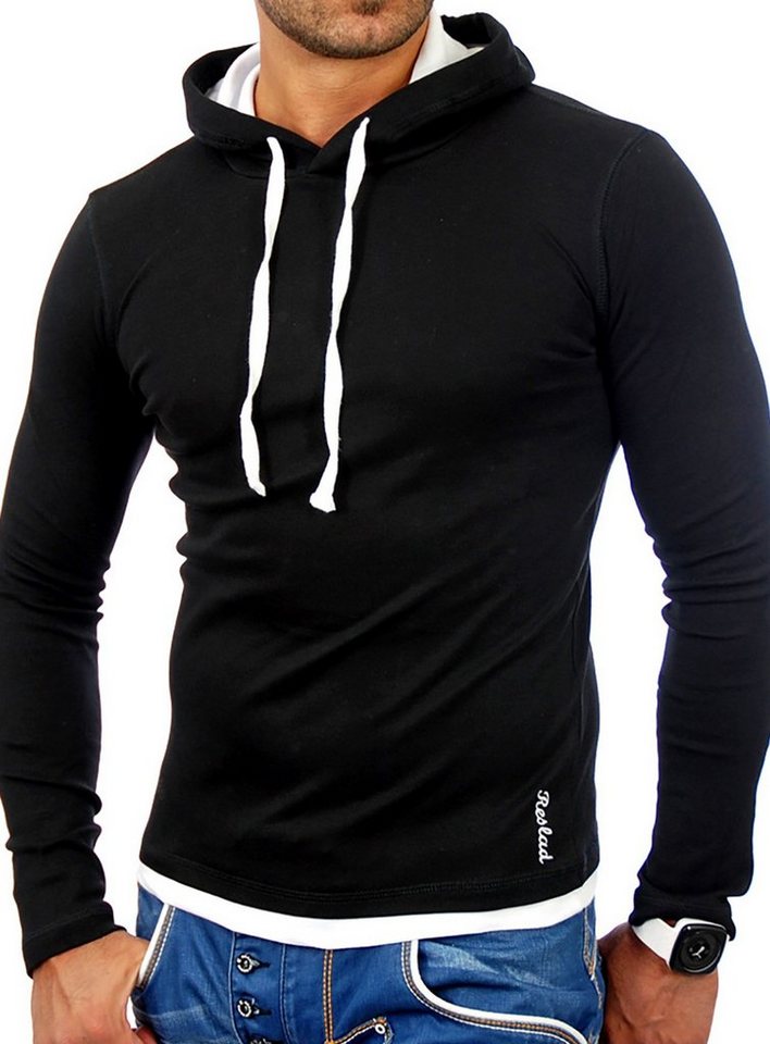 Reslad Sweatshirt Reslad Herren Kapuzen Sweatshirt RS-1003 (1-tlg) Kapuzensweatshirt Layer-Look von Reslad