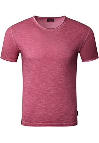 Reslad T-Shirt Herren Rundhals verwaschene Baumwolle Vintage Optik Sommer Shirt Männer RS-5040 Bordeaux L von Reslad