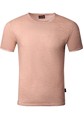 Reslad T-Shirt Herren Rundhals verwaschene Baumwolle Vintage Optik Sommer Shirt Männer RS-5040 Camel-Braun L von Reslad