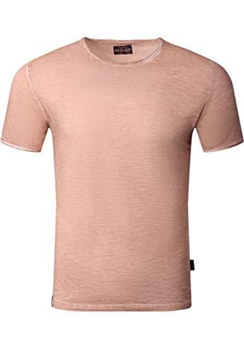 Reslad T-Shirt Herren Rundhals verwaschene Baumwolle Vintage Optik Sommer Shirt Männer RS-5040 Camel-Braun S von Reslad