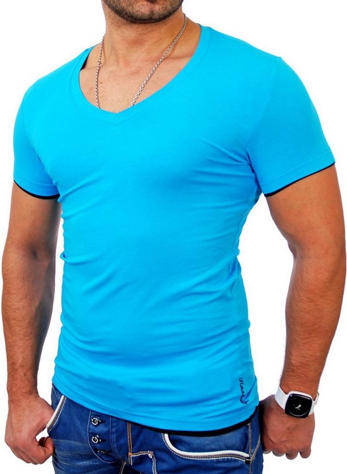 Reslad T-Shirt Reslad Herren T-Shirt Miami RS-5050 (1-tlg) V-Auschnitt Layer Optik Shirt von Reslad