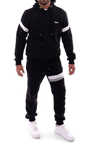 Reslad Trainingsanzug Herren Jogginganzug Männer Sportanzug | Freizeitanzug Jogginghose + Kapuzen Hoodie Sweatshirt Oberteil SET RS-5088 Schwarz XL von Reslad