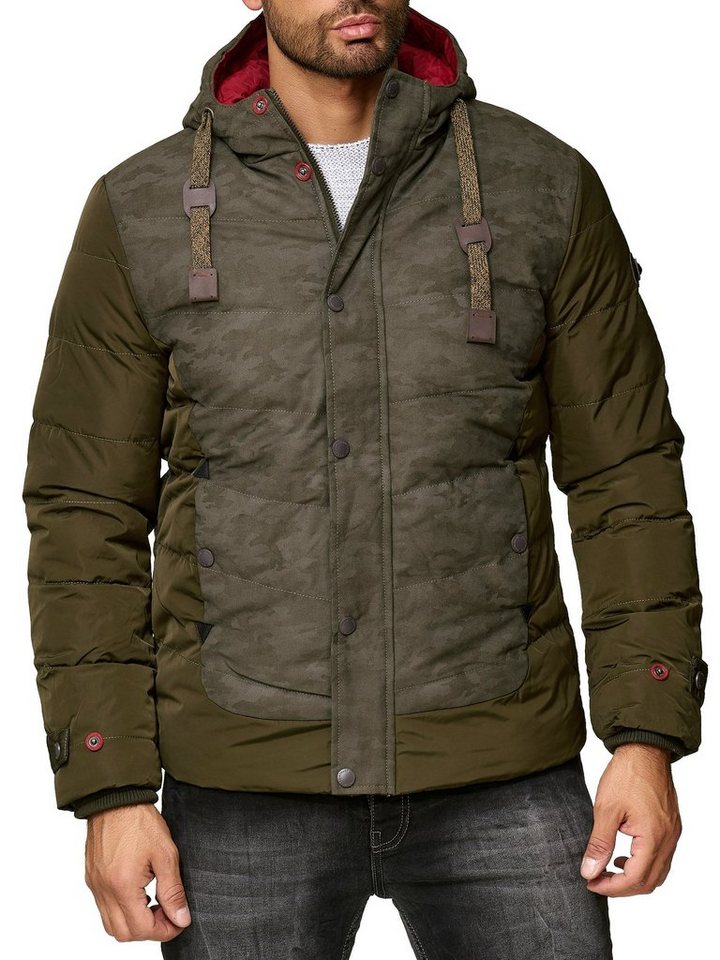 Reslad Winterjacke Herren Jacke Winter-Jacke Camouflage-Look mit Kapuze Männer-Jacke mit warme gesteppte Jacke mit Kapuze von Reslad