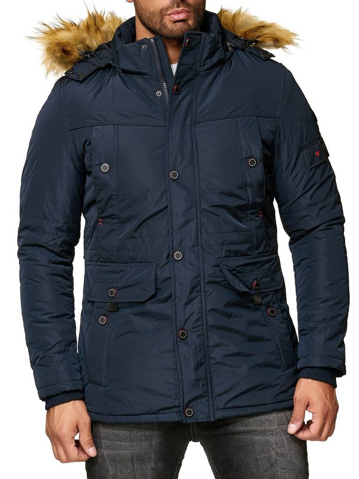 Reslad Winterjacke Herren Jacke Winter-Jacke Herren-Parka Kapuzen-Jacke Fell-Kragen Anora warme gesteppte Jacke mit Kapuze von Reslad