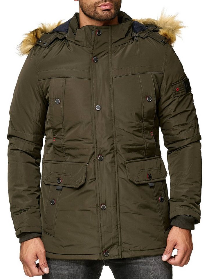 Reslad Winterjacke Herren Jacke Winter-Jacke Herren-Parka Kapuzen-Jacke Fell-Kragen Anora warme gesteppte Jacke mit Kapuze von Reslad