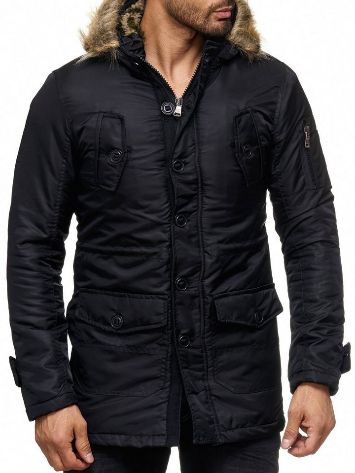 Reslad Winterjacke Herren Jacke mit Fellkragen Winter-Jacke Herren-Parka Mantel Anorak warmer Mantel mit Kapuze von Reslad