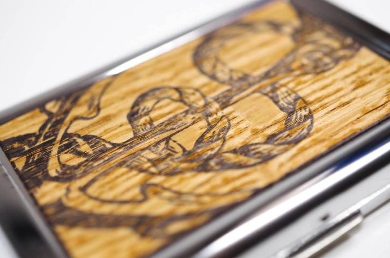 Mahagoni Holz Portemonnaie - Stahl Kartenhalter Mit Handgestempeltem Anker von ResoluteStar