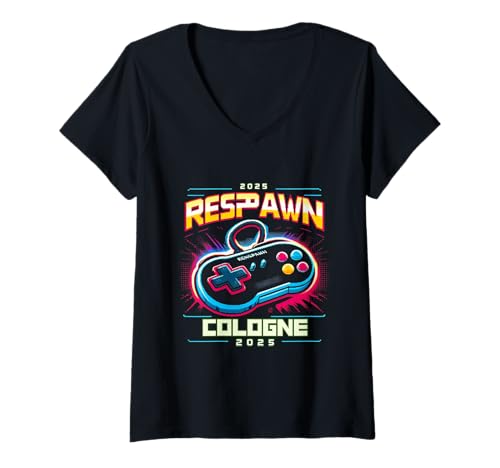 Damen Respawn in Köln 2025 | Retro Pixel Gaming T-Shirt mit V-Ausschnitt Damen Respawn in Köln 2025 | Retro Pixel Gaming T-Shirt mit V-Ausschnitt von Respawn in Cologne 2025 Gaming