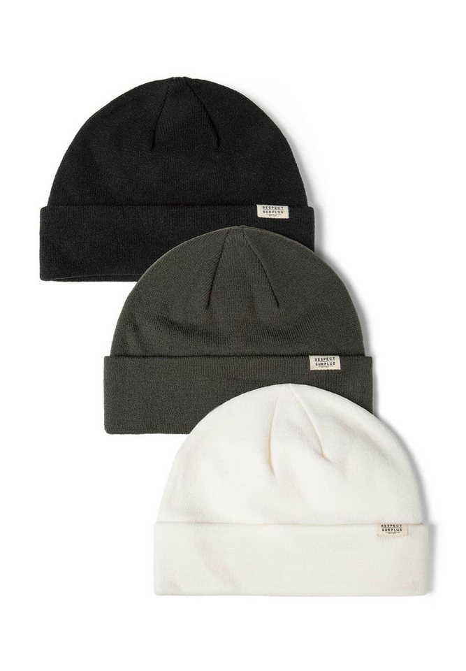 Respect Beanie 3er-Pack von Mützen mit Umschlag (One size) von Respect