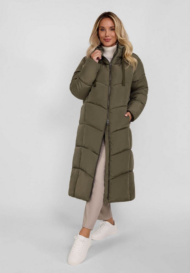 Respect Winterjacke Lange gesteppte Winterjacke mit Kontrastreißverschluss (XS-XXL) von Respect