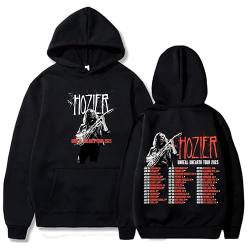 Baumwoll-Hoodie Hozier Tour Reversible Print Hoodie Herren Damen Kapuzenpullover Unreal Unearth Langarm Winter Thermo-Taschenpullover XS-3XL-Black||XS von Respeto